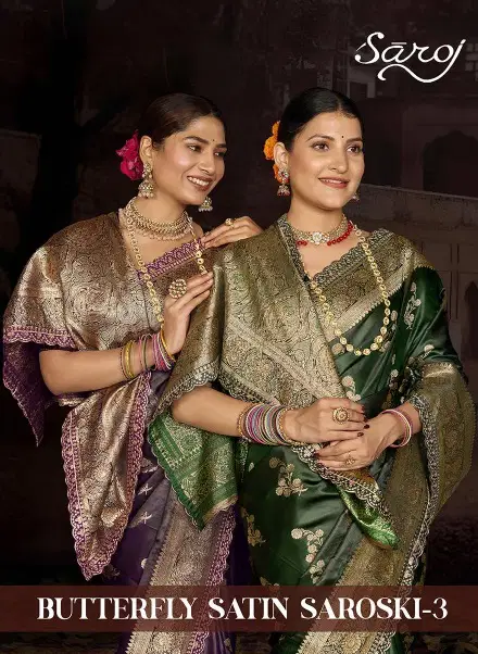 Butterfly Satin Saroski Vol 3 By Saroj Satin Silk Wholesale Saree Suppliers In Mumbai